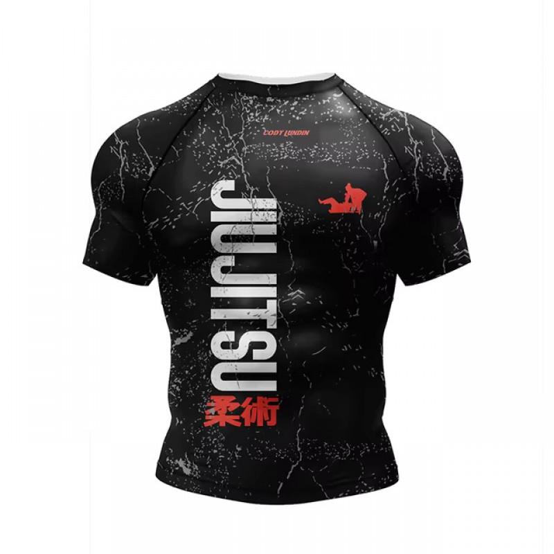 Breathable Quick Dry Cycling Jersey Set BJJ MMA Training Rash Guard Short Sleeve Sportswear