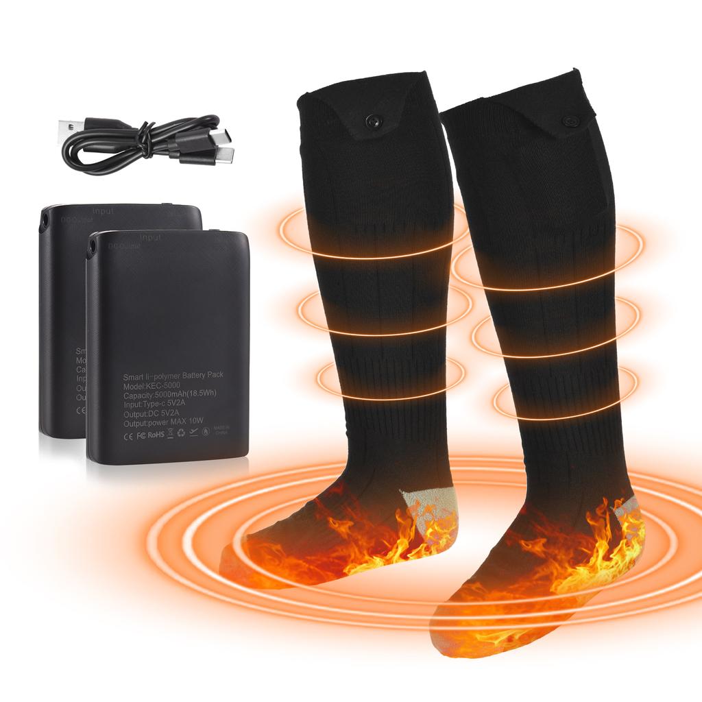 Wiederaufladbare beheizbare Socken für Männer Frauen 5V 5000mAh Batteriebetrieben Kaltes Wetter Waschbar Winter Thermische Wärmesocken