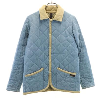 LAVENHAM Made In England Quilted Jacket 34 Blue Cotton Filling Women Used