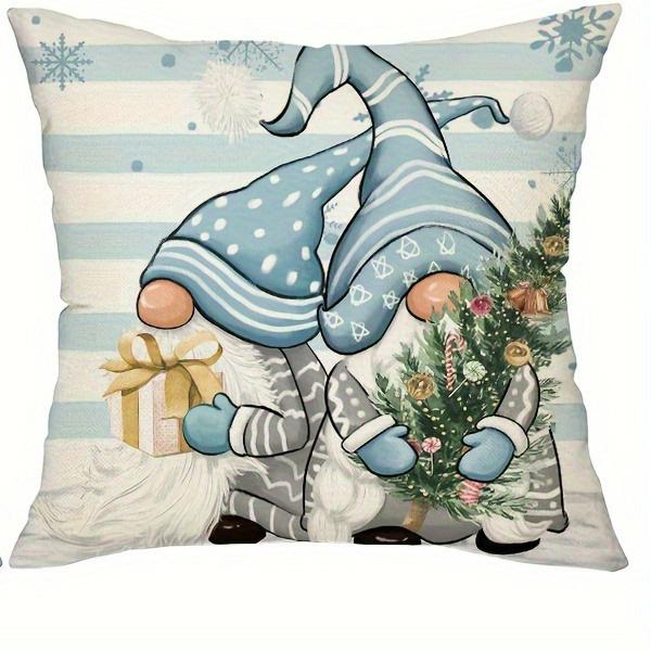 

Светло-голубые рождественские наволочки: Снеговики, Гномы и Дизайны Merry Holly ! Наволочка для диванной подушки Новогоднее украшение для дома 16x16Inch