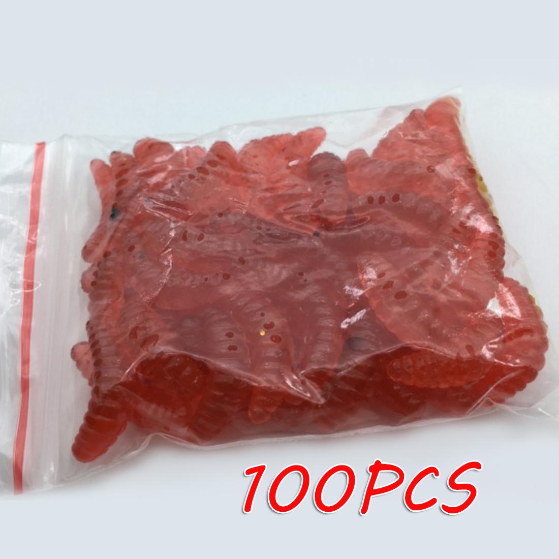 

100 шт. 2 см 0,3 г личинки мягкие приманки запах червей светящиеся креветки рыболовные приманки 10pcs бежевый