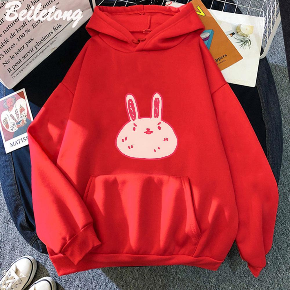 Omori Hoddie Kawaii Pink Bunnyprinting Hoodies Man Woman Harajuku Sweatshirts Pocket Clothes