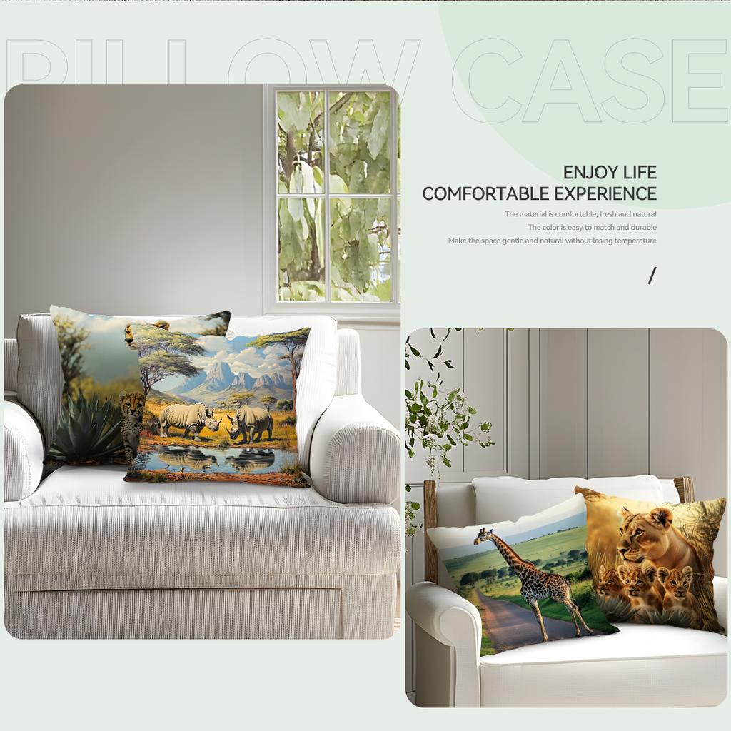 African Animals Cushions Pillowcase Polyester Cushion Cover Throw Pillow Pillowcover Home Car Sofa Decor