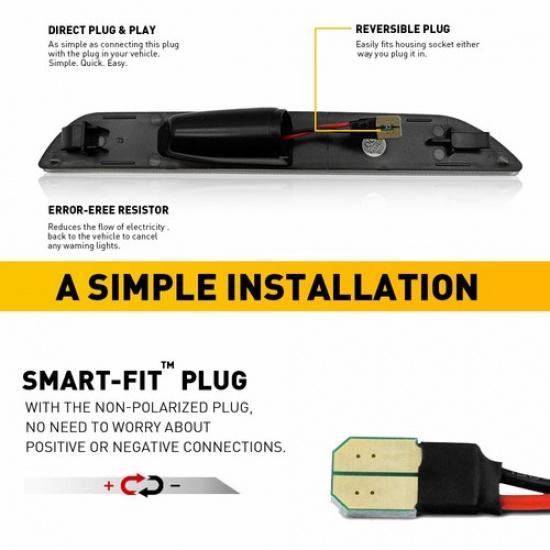 White Marker LED Rear Side Lamps Clear Lights Reflector For Lens 2015-up Mustang