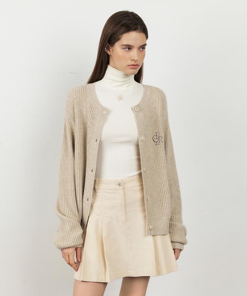 CITYBREEZE Corduroy Pleated Mini Skirt_Cream