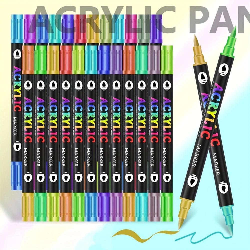 36pcs(72Colors) Dual Ended Two-Tone Acrylic Markers – No Bleeding, Water-Based, Ideal for Rock, Canvas, Wood, Ceramic, Glass