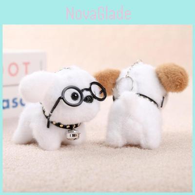 Cute Animal Plush Dog Hang Tag With Short Pile Fabric For Bags