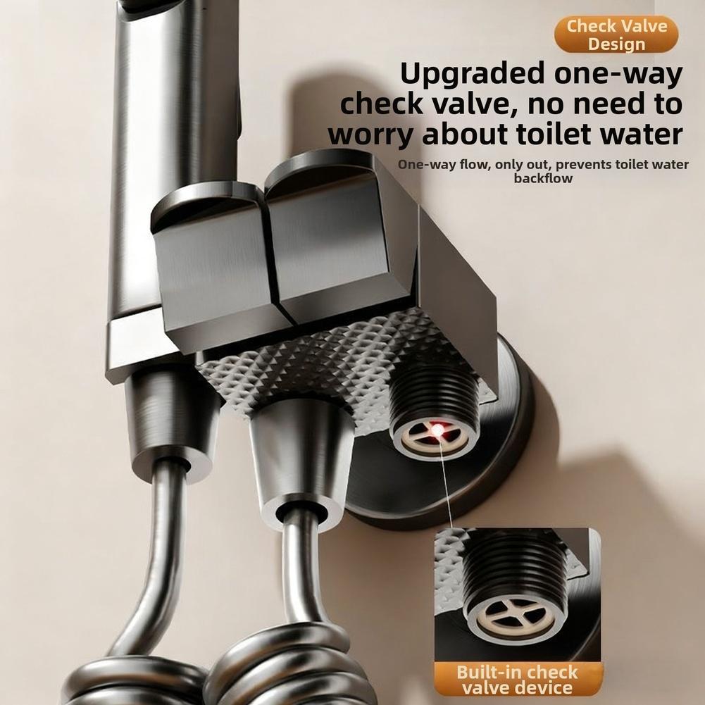 Spray Nozzle with Dual Outlet and Angle Valve High Pressure Water Flow and Compact Design with Anti Backflow Valve for Bathroom