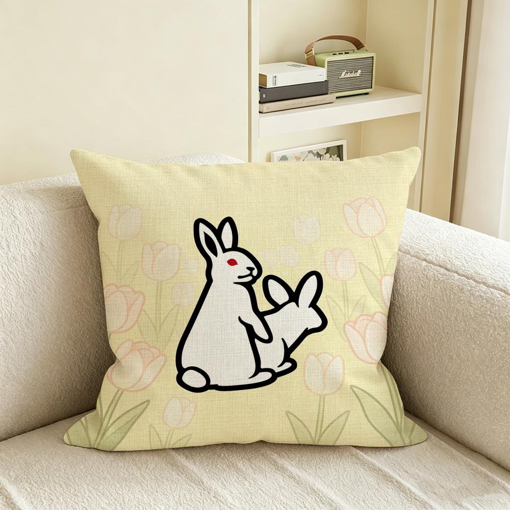 Fxxking Rabbits Fr2 Cushion Cover Natural Linen Pillowcase Set, All-In-One Decor For Sofa, Bedroom & Chair