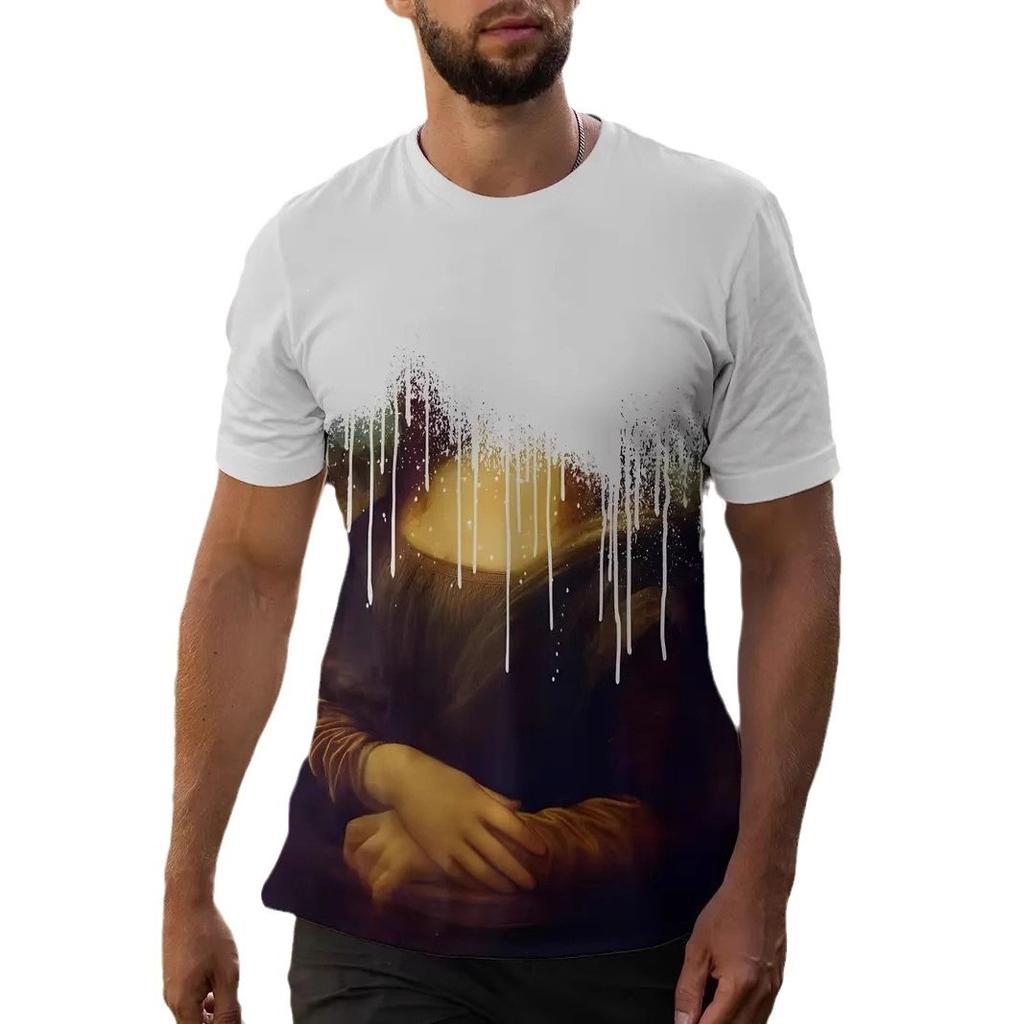 Gothic Cross & Wing Print Short Sleeve T-Shirt, Stylish Streetwear