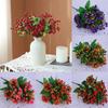 1 Bunch Home Decor Lifelike Artificial Fruit 12-head with Leaves DIY Foam Fruit Red Berries Branch Tabletop Accents