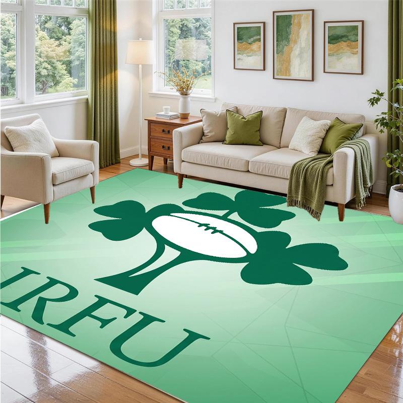 Ireland Rugby Design Crystal Velvet Rug Soft Decorative Mat for Bedroom Entrance
