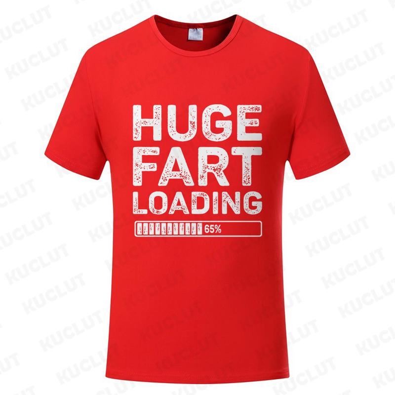 Huge Fart Loading T-shirt for Men Funny Humor Tee Joke Gag Shirt Dad Husband Gifts Guys Clothes Short Sleeve Fashion Casual Tops