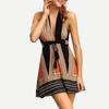 Sexy Deep Vneck Hanging Neck Short Skirt Womens Backless Beach Dress With Cotton Blend Fabric