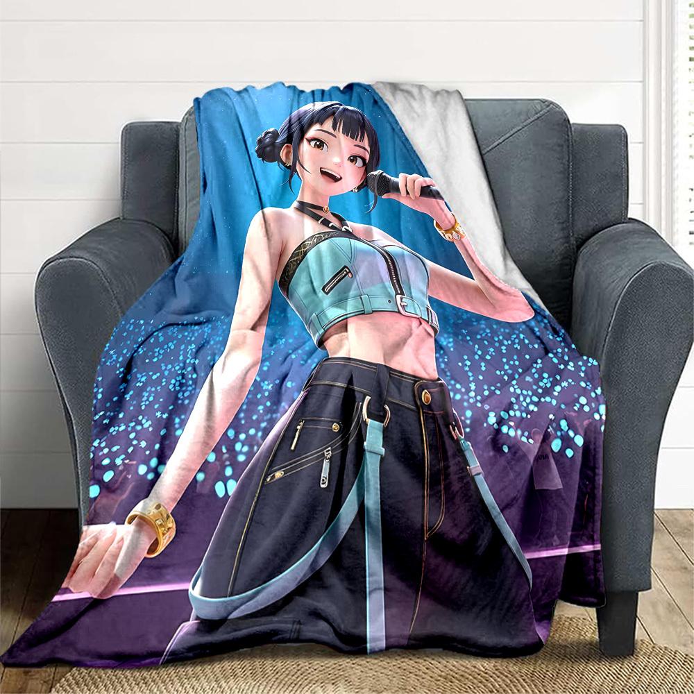 1pc Huntrix Flannel Blanket [Cozy Throw Blanket] For Sofa, Bed, Travel, Camping, Livingroom, Office, Couch, Chair, And Bed