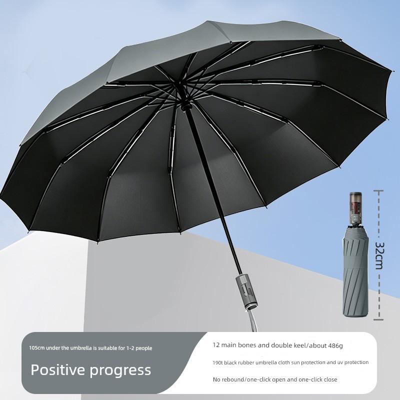 Children's Umbrella for Both Sunny and Rainy Weather, Anti-Rebound, Portable, Reverse Folding, Girls' Black Coating Sunshade, Fully Automatic Folding