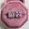 Elegant Light Luxury Pink Zircon Earrings for Women High-End Temperament Trendy Zircon Accessory