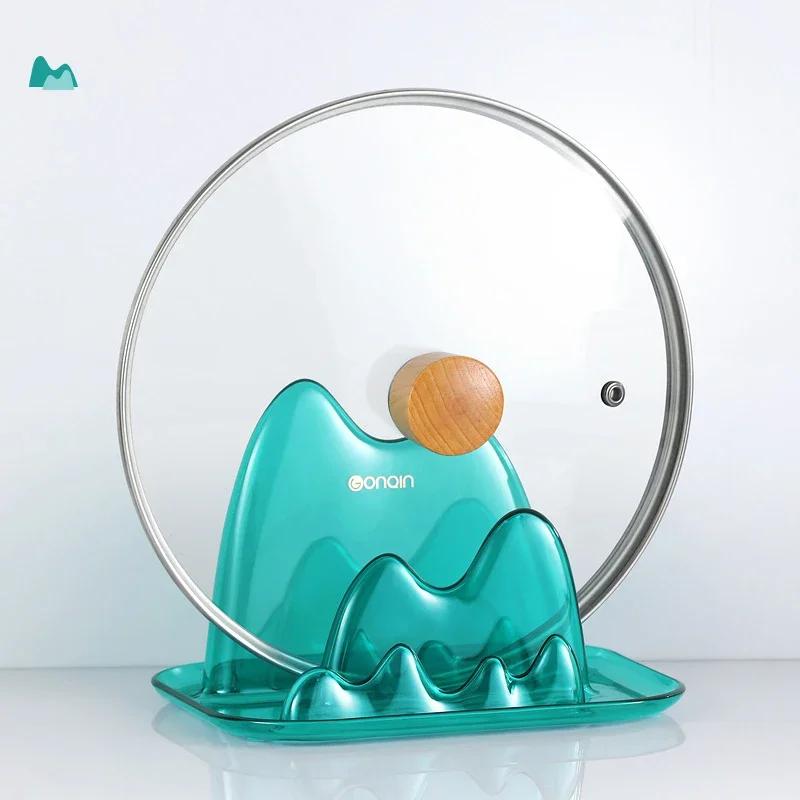 Кухонная креативная полка для крышки кастрюли столешница двухслойная для сидения без сверления лопата полка для крышки кастрюли аксессуары для дома зелёный 1729₽