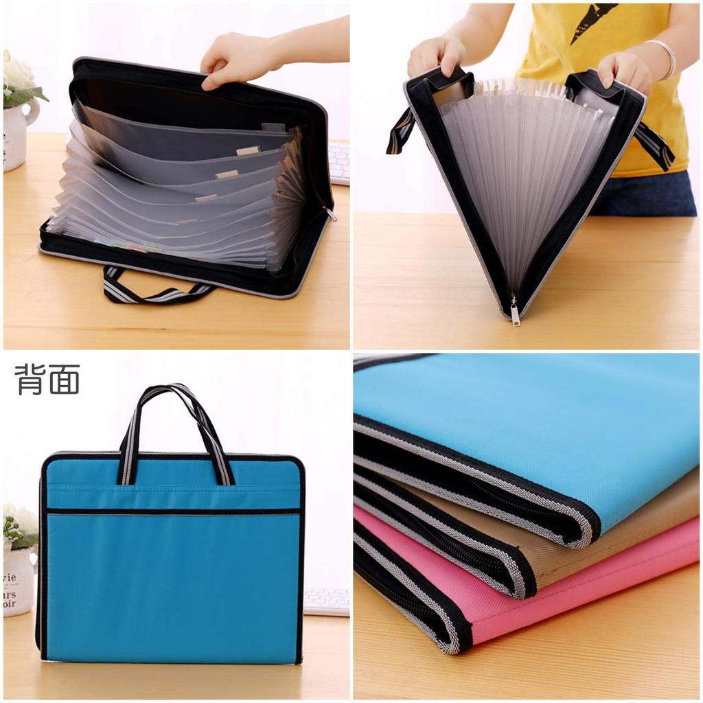 SHOP Document File A4 13 Pockets Accordion Style Organized Storage Portable Waterproof Bag Clear Holder Tote OF337 MT's (Red)