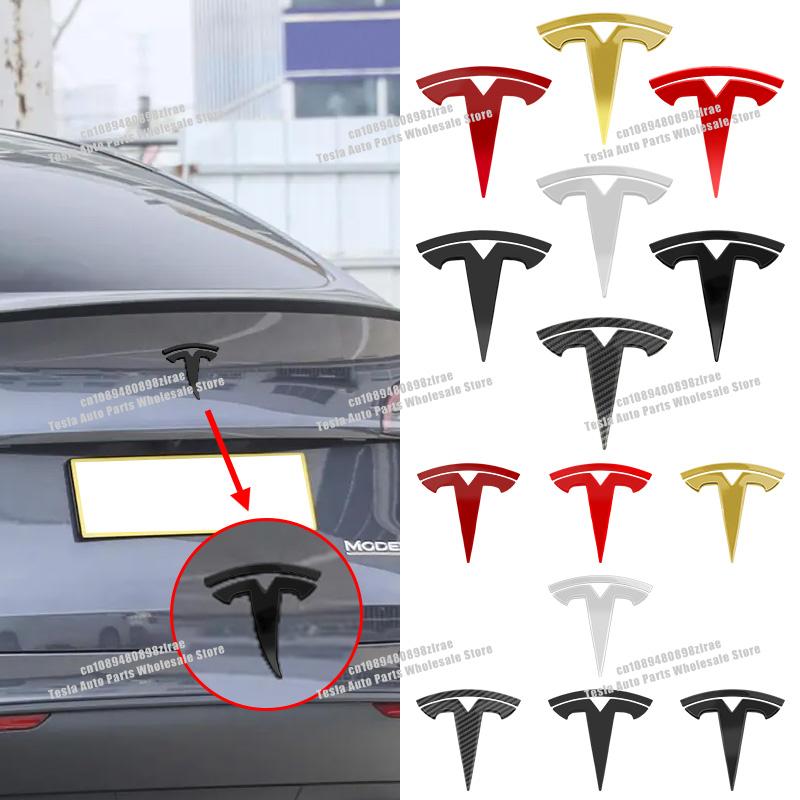 For Tesla Model 3 Model Y Car Logo Badge Car Front Grille Rear Trunk Emblem Head Front Rear Boot Tailgate Sticker Auto Accessory