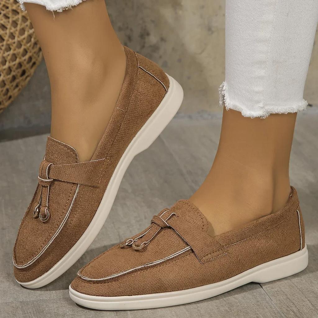 Fashion Plus Size 43 Women Loafers Casual Shoes for Women Slip On Ladies Flats Brand Flat Shoes Leather Cashmere Single Shoes Women