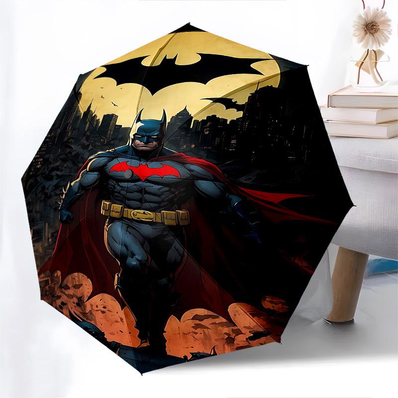 1pc Batman, Gotham Automatic Folding Umbrella - Compact 8-Rib Design, Durable Plastic & Iron1096L