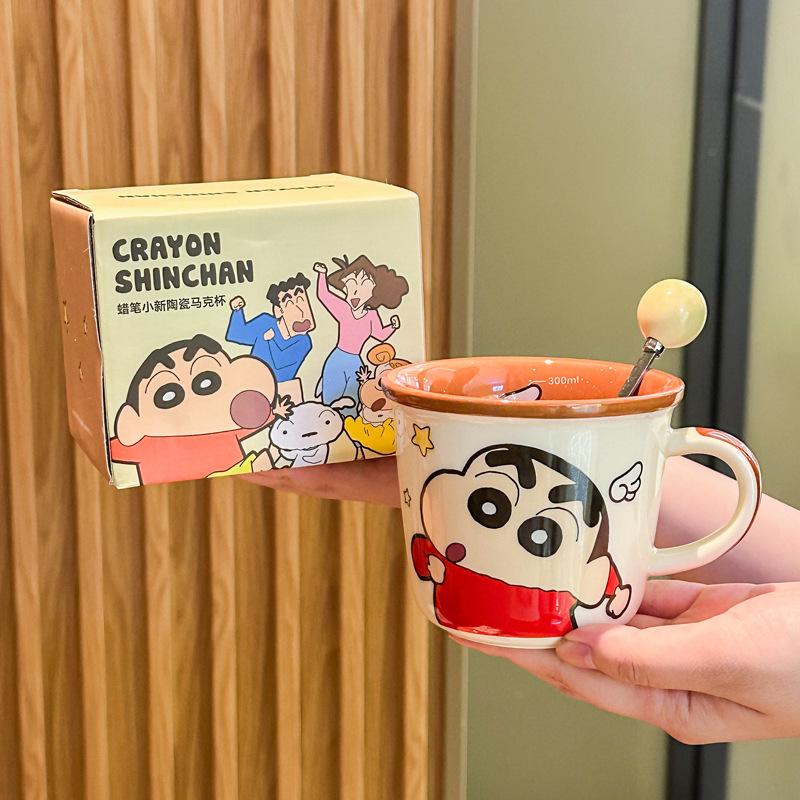 Кружка керамическая Crayon Xiaoxin Семейная из четырех чашек Высокая ценность Кружка для завтрака и молока Женский подарок на день рождения 301-400ml