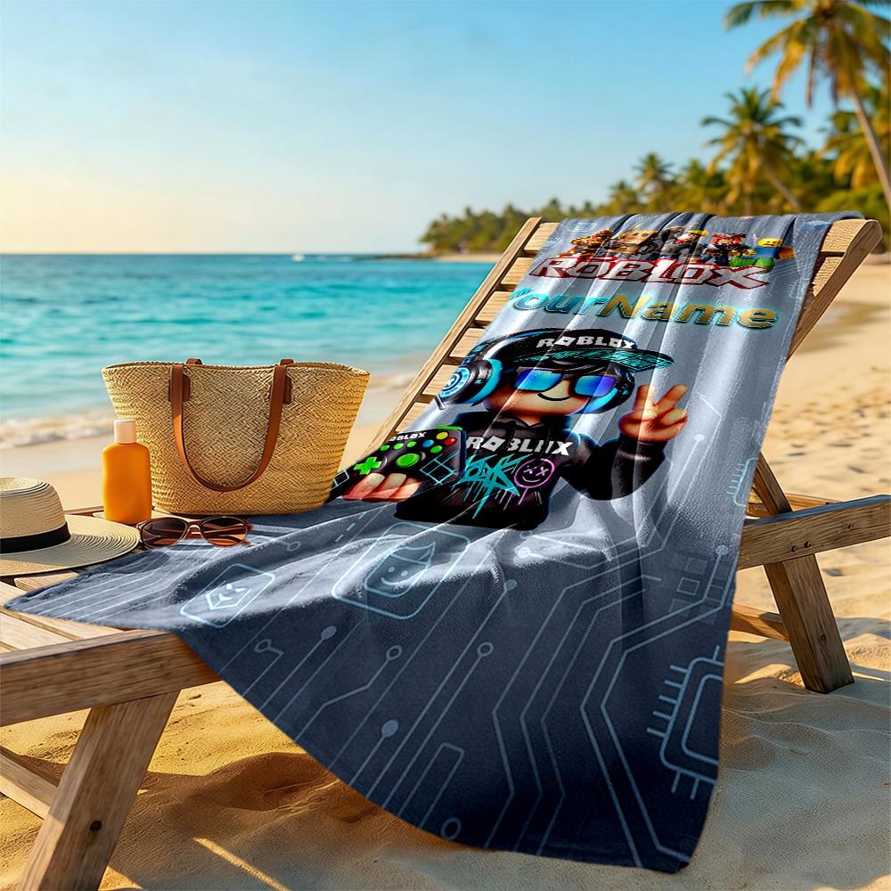 Roblox Customized Name Beach Towel Super Soft & Absorbent Suitable for Swimming Gym Camping Yoga Vacation