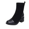 Elastic Boots Women's Thin Boots British Martin Boots Autumn and Winter New Versatile Matte Thick Heel Medium Heel Women's Short Boots
