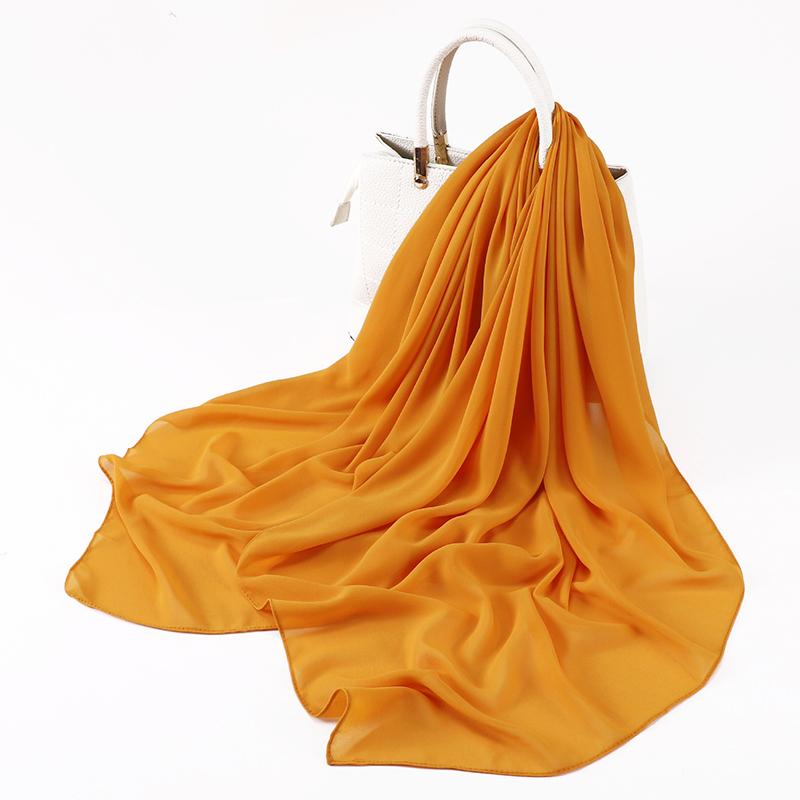 Muslim Chiffon Hijab Scarf for Women Big Solid Color Head Wrap for Women Hijabs Scarves Ladies Muslim Veil Jersey Hijabs Turban