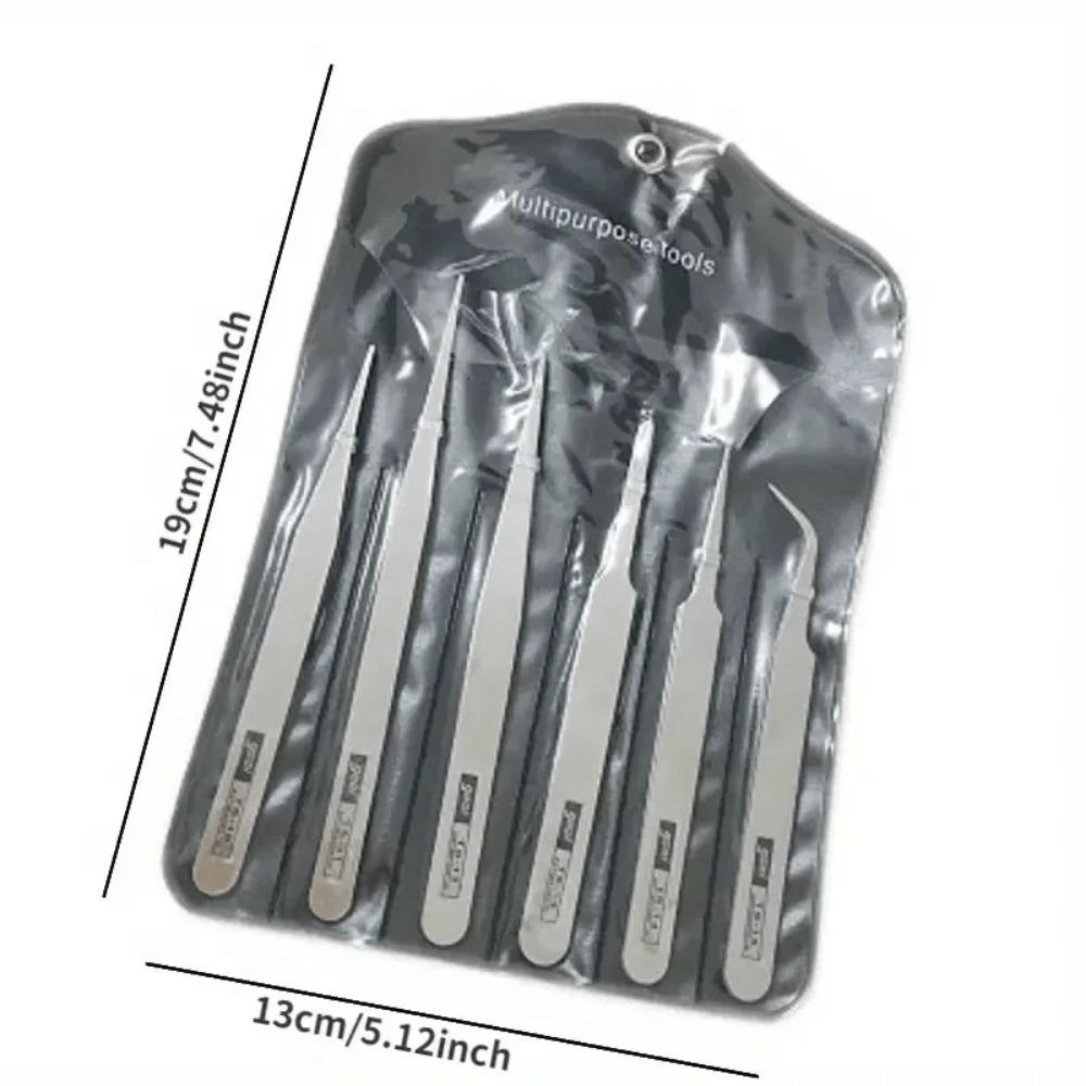 6PCS Precision Tweezers SetAnti Static Stainless Steel Tweezers Repair Tools for Electronics Repair Soldering Craft