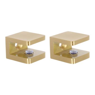 2Pcs Brass Glass Shelf Clamp Brackets Heavy Duty Wall Mount Shelf Clips Frameless Glass Support Holders for Home Office
