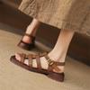 Fashion New Summer Sandals Sheep Leather Women Shoes Square Toe Chunky Heels Sandals for Women Handmade Fashion Roman Sandals Shoes
