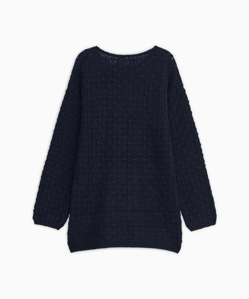 OHESHIO Nubby Textured Half Knit, Navy