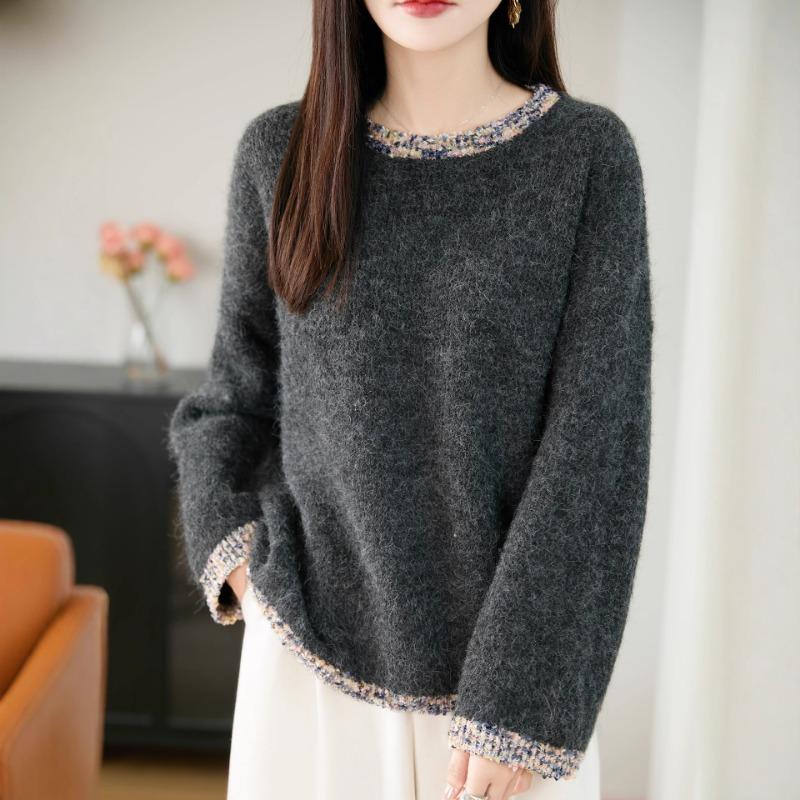 Women S Round Neck Loose Knitted Sweater For Autumn Winter Romantic Versatile