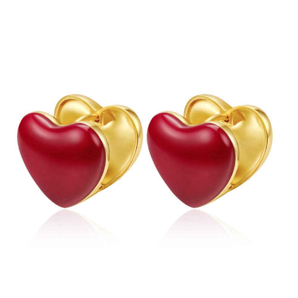 

Trend Acacia Bean Love Ear Buckles Light Luxury Versatile Design Earrings Daily Multi-color Oil Drop Earrings