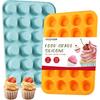 2PCS Silicone Mini Muffin & Cupcake Pan Set, Little Cook 24 Cups Mini Muffin Baking Pan, Non-Stick, BPA Free, Dishwasher Safe, Perfect for Making
