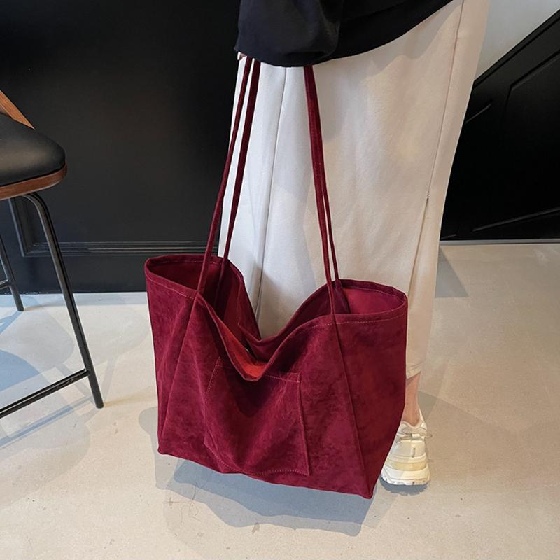 Women's Retro Mallard Velvet Tote Shoulder Bag - New Autumn Winter Fashion Large Capacity Relaxed Underarm Bag