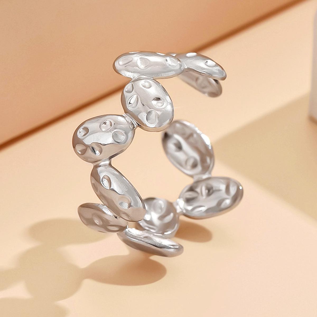 Retro Geometric Adjustable Stainless Steel Mori Style Ring - Women s Open Colorfast Design