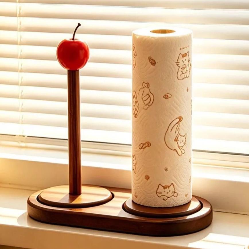 Cute Rotatable Star Top Tissue Rack Anti-Skid Space Saving Wooden Paper Towel Holder Stable Yarn Holder Restaurant