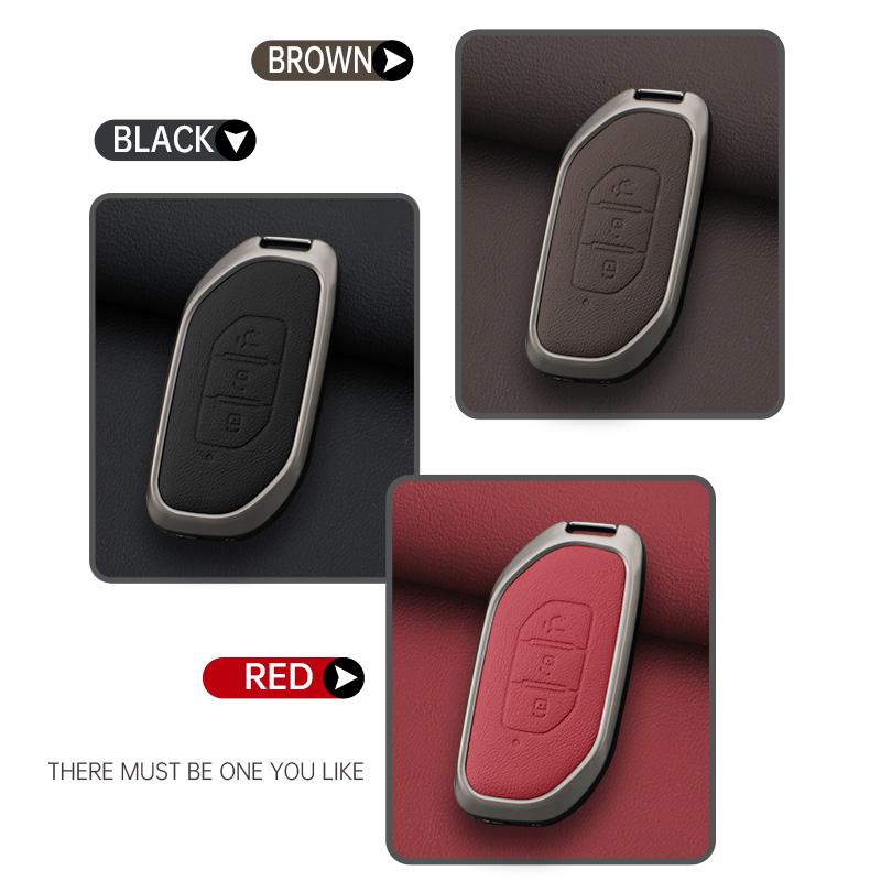 Zinc Alloy Leather Car Key Case Fob Cover Protector Holder Shell For Dongfeng Forthing Fengxing T5 Evo Keychain Accessories