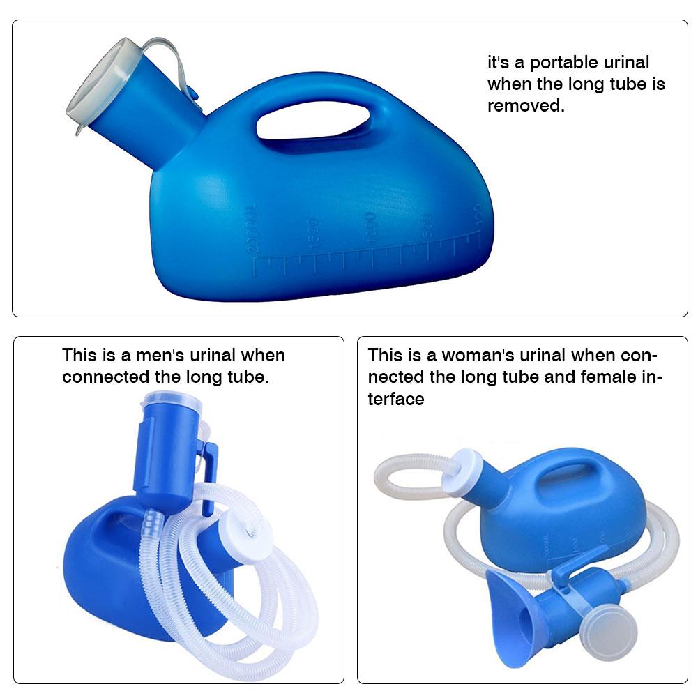 2000 ml Blau Weiß Tragbar Urinflasche Kunststoff Urinal Toilettenhilfe Flasche Mann Frau Toilettenartikel Für Outdoor Camping Auto