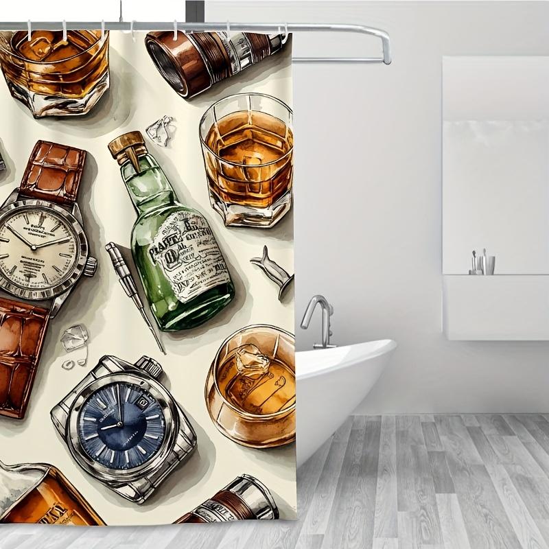Luxury Watches Pattern Shower Curtain , Durable Polyester, Easy Clean, for Bathroom/Bathtub/Window Decor