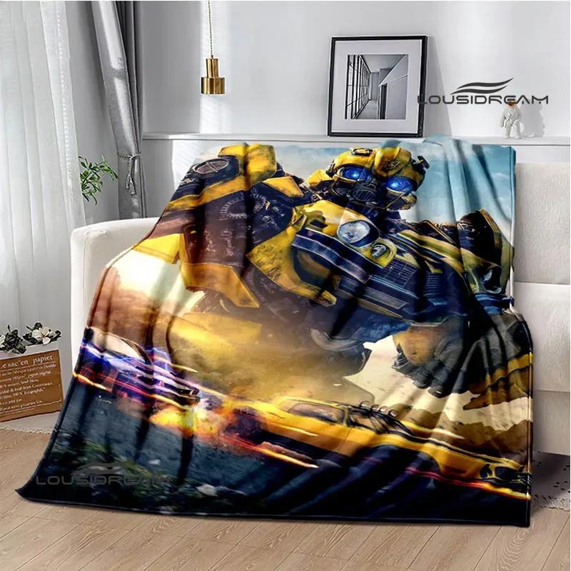 T-Transformers Cartoon Printed blankets picnic blanket Warm blankets Flannel Soft Cozy Blanket Home travel blanket Birthday Gift