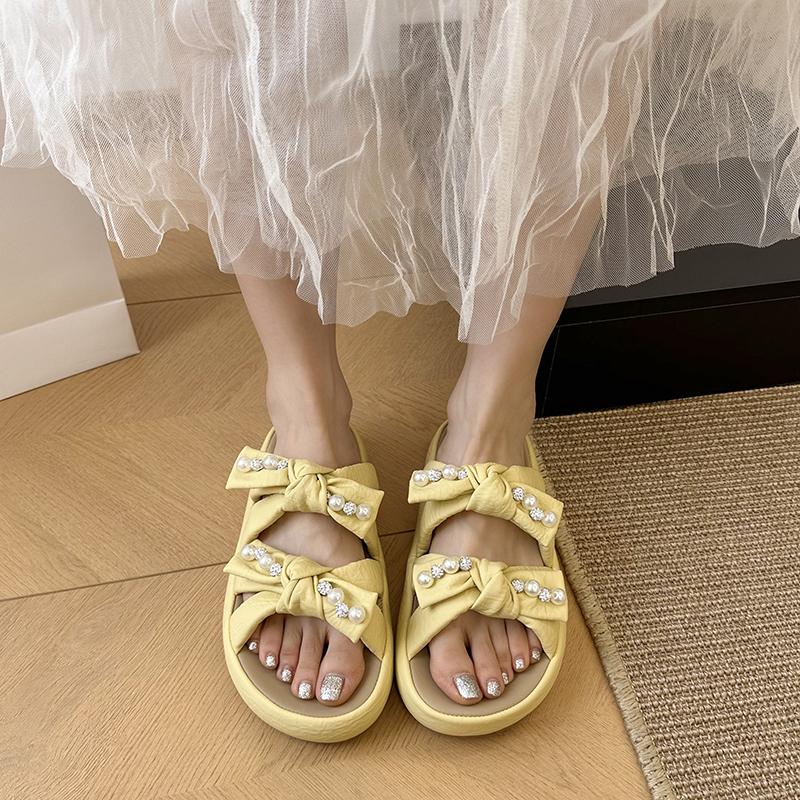 

Fashion 2025 Summer New Luxury Print Brand Designer Platform Shoes Outdoor Casual Comfortable Beach Slippers for Women Zapatillas Mujer 35 жёлтый