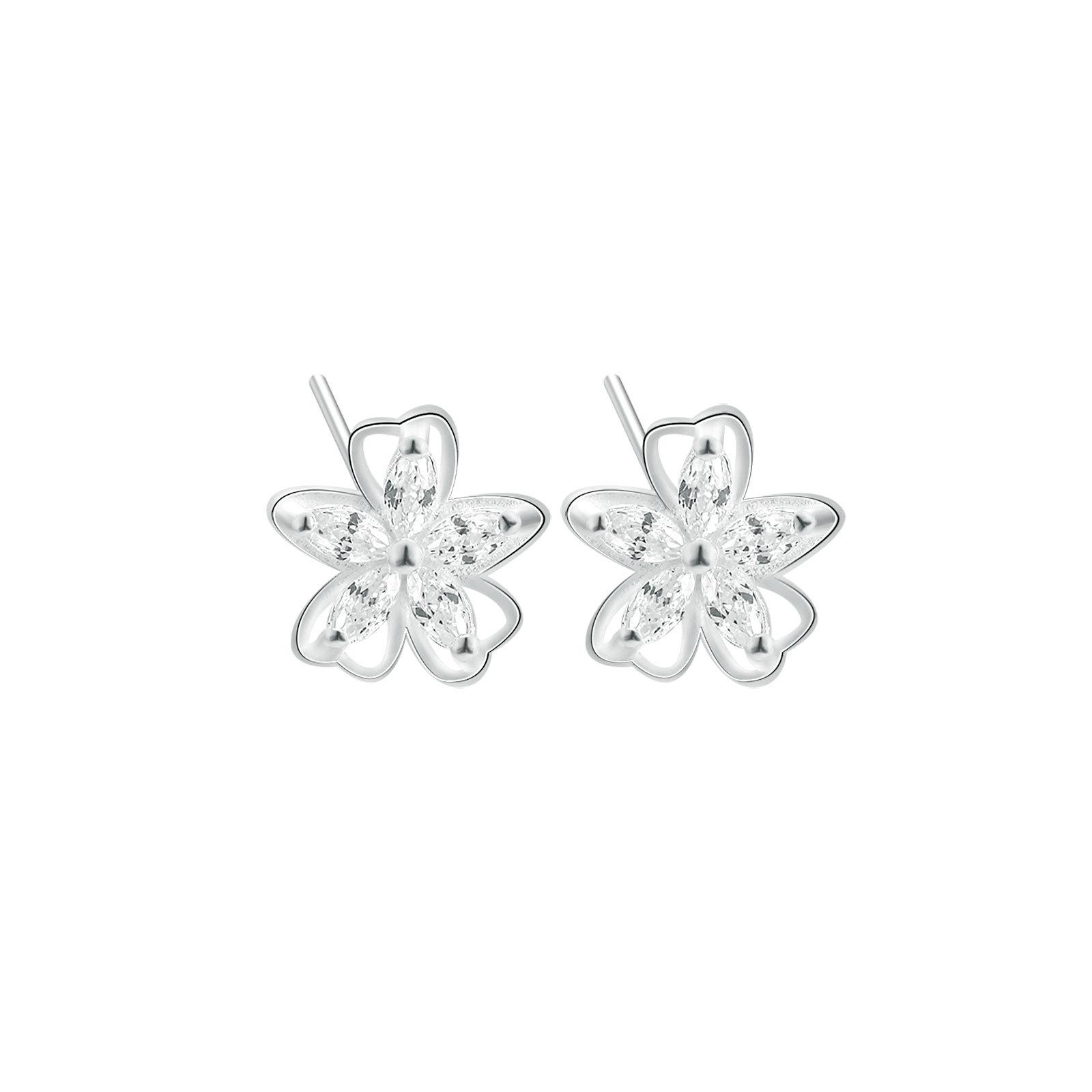 

S999 Pure Silver Plum Blossom Earrings: Exquisite, Shiny Korean Fashion Cartilage Sterling Silver Snail Studs for Women. Pure Silver серебряный