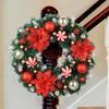 Christmas Door Wreath 16 Inch Ball Flowers Wreath Decoration Artificial Holiday Garland For Fireplace Mantle Porch Window Door