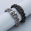 Punk Skull Charm Bracelets For Men Stainless Steel Cuban Chain Men Bangle Bracelet Silver Black Color Skeleton Jewelry