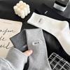 Women's Fall New Solid Color Embroidery Letter Boneless Tube Pile Socks