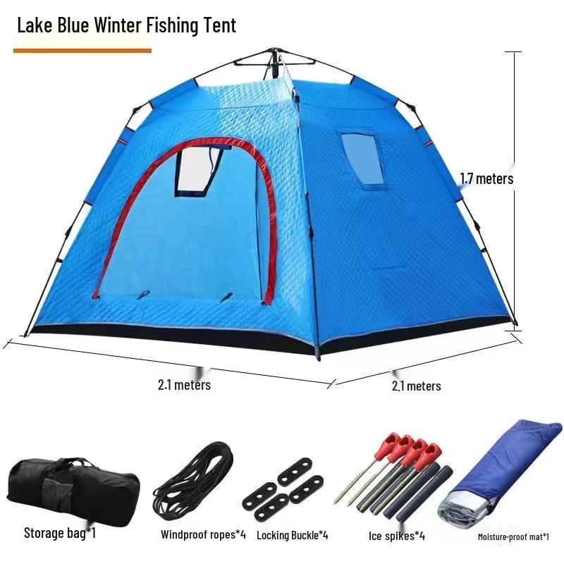 Instant Open Fully Automatic Winter Fishing Tent - No Assembly Needed, Thickened for Warmth and Cold Protection, Ideal for Camping and Ice Fishing.